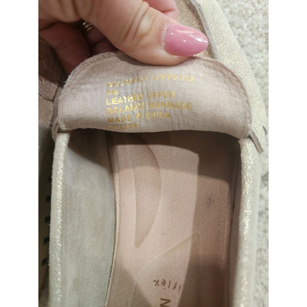Anne Klein Livvey Tan Beige Leather Loafers Women’s 9M Sparkly Glitter - Picture 8 of 10